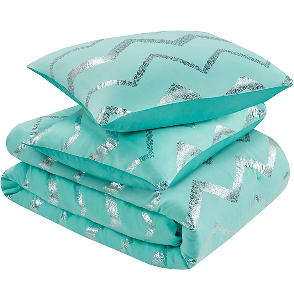 Codi Teen Girls Turquoise Ziggy Metallic Bedding Set ~ Twin